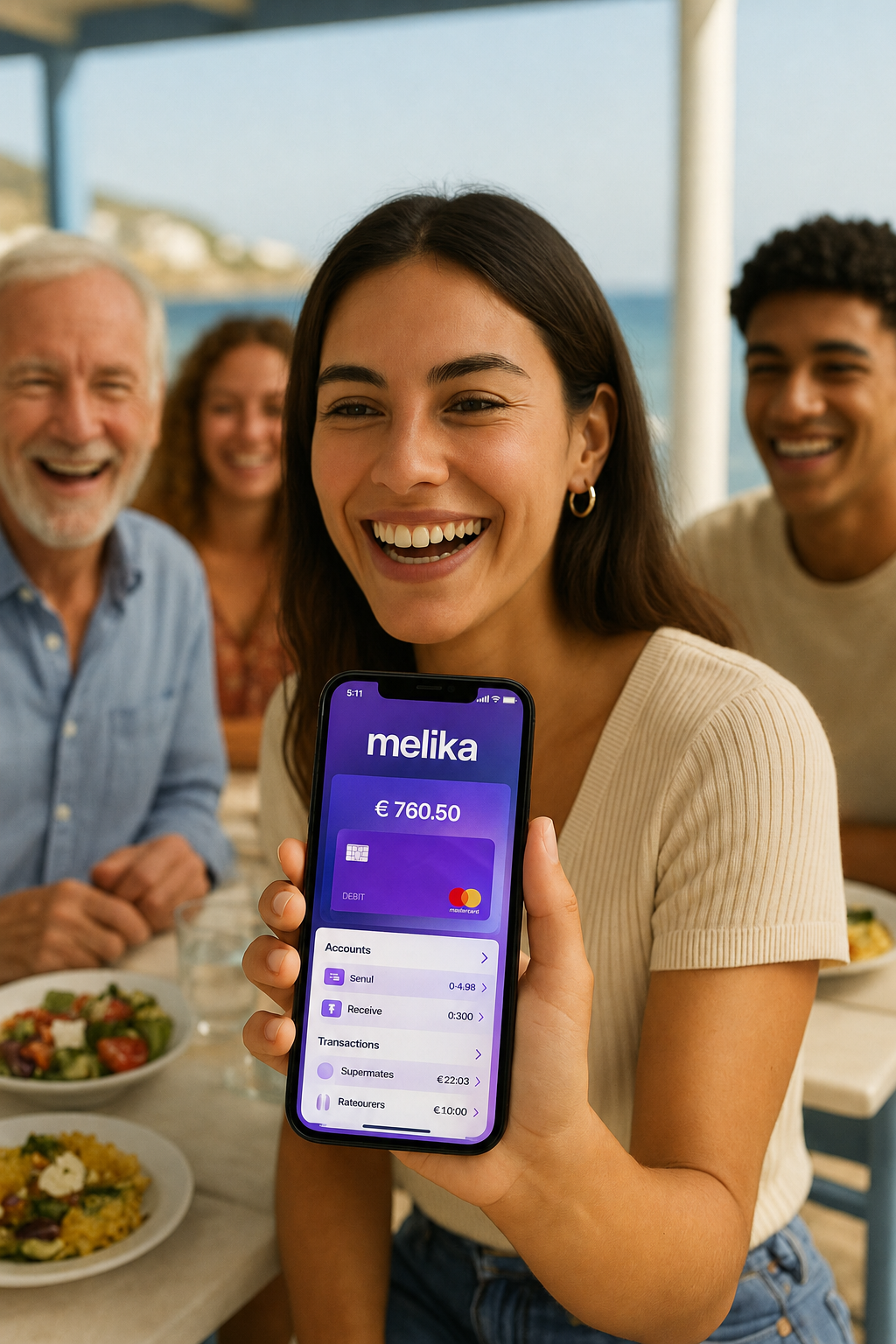 Melika Banking displayed on a smartphone
